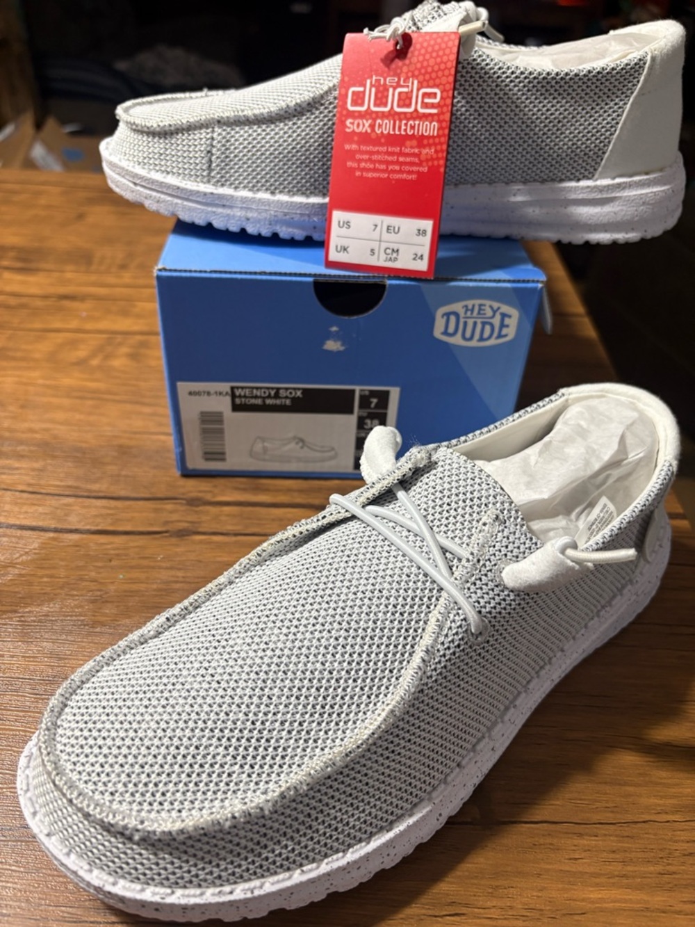 Hey Dude Wendy Sox Stone White Mesh Slip-Ons